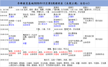 李锋青少年教育基地2020年12月第2周课程表:自信心